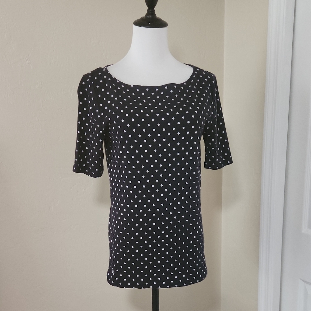 Ralph Lauren Navy and White Polka Dot Short Sleeve Tee